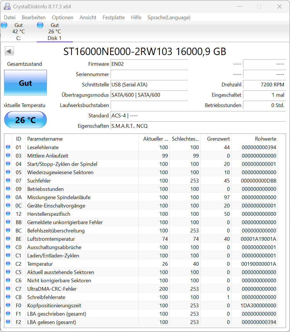 Seagate IronWolf Pro NAS HDD ST16000NE000 - 16TB 3,5 Zoll SATA3 CMR 16 TB - EN02