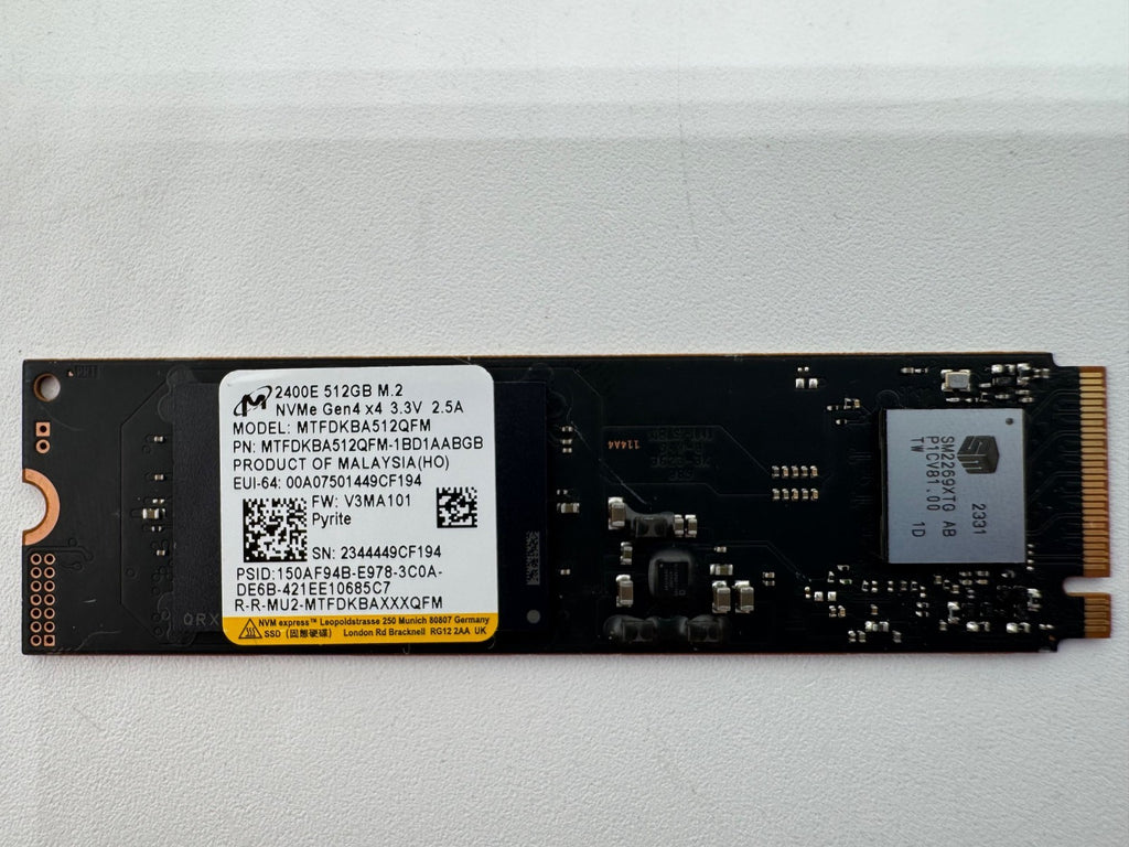 Micron 2400E 512GB M.2 NVMe SSD PCIe 4.0 x4 2280 PC Laptop Notebook Festplatte
