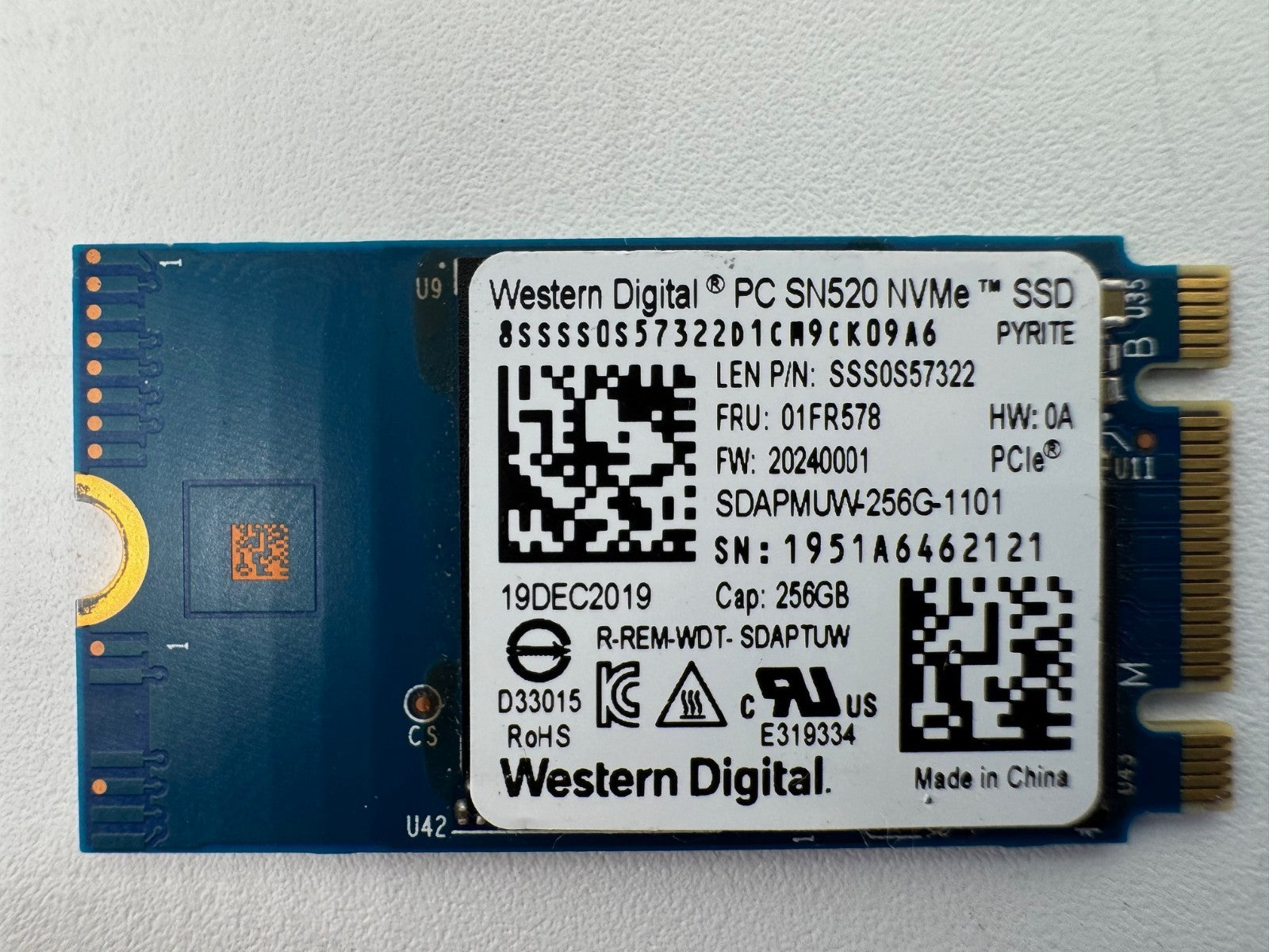 Western Digital WD SN520 256GB M.2 NVMe SSD PCIe 3.0 x4 2242 Notebook Festplatte