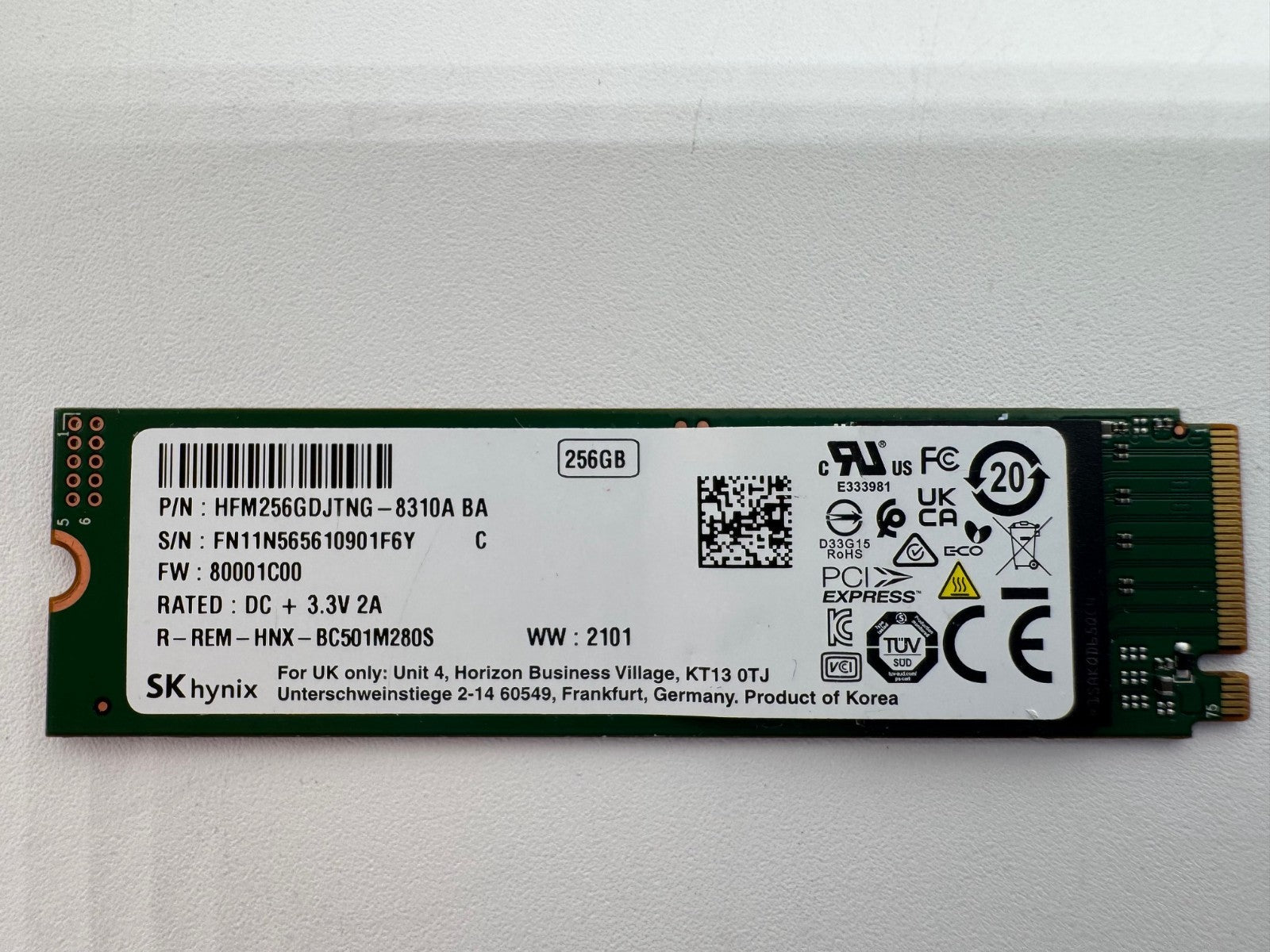 SK hynix HFM256GDJTNG 256GB M.2 NVMe SSD PCIe 3.0 2280 PC Notebook Festplatte