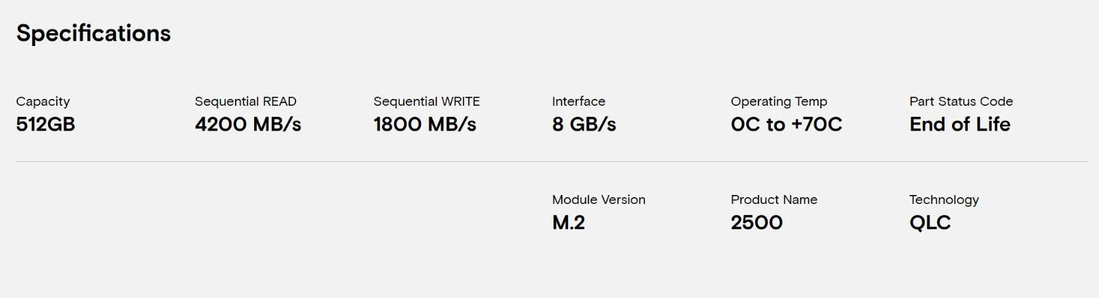 Micron 2500 512GB M.2 NVMe SSD PCIe 4.0 x4 2280 PC Laptop Notebook Festplatte