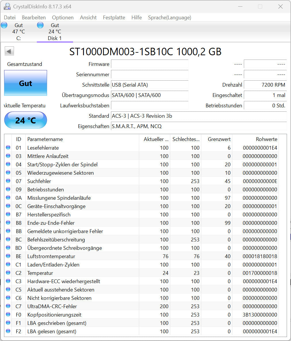 Seagate Desktop HDD ST1000DM003 Interne Festplatte 1TB 3,5" HDD SATA