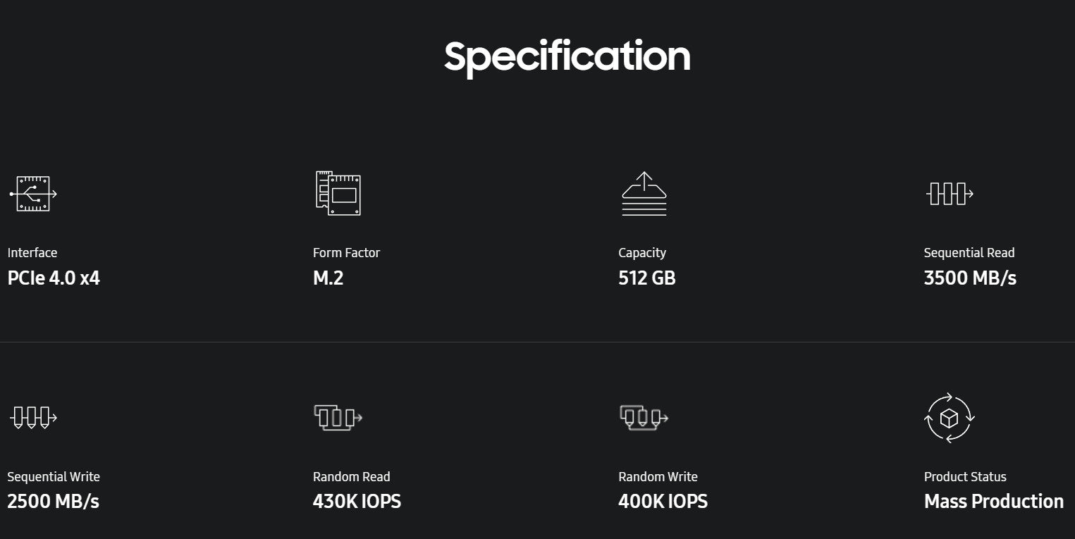 Samsung PM9B1 512GB M.2 NVMe SSD PCIe 4.0 x4 2280 PC Laptop Notebook Festplatte