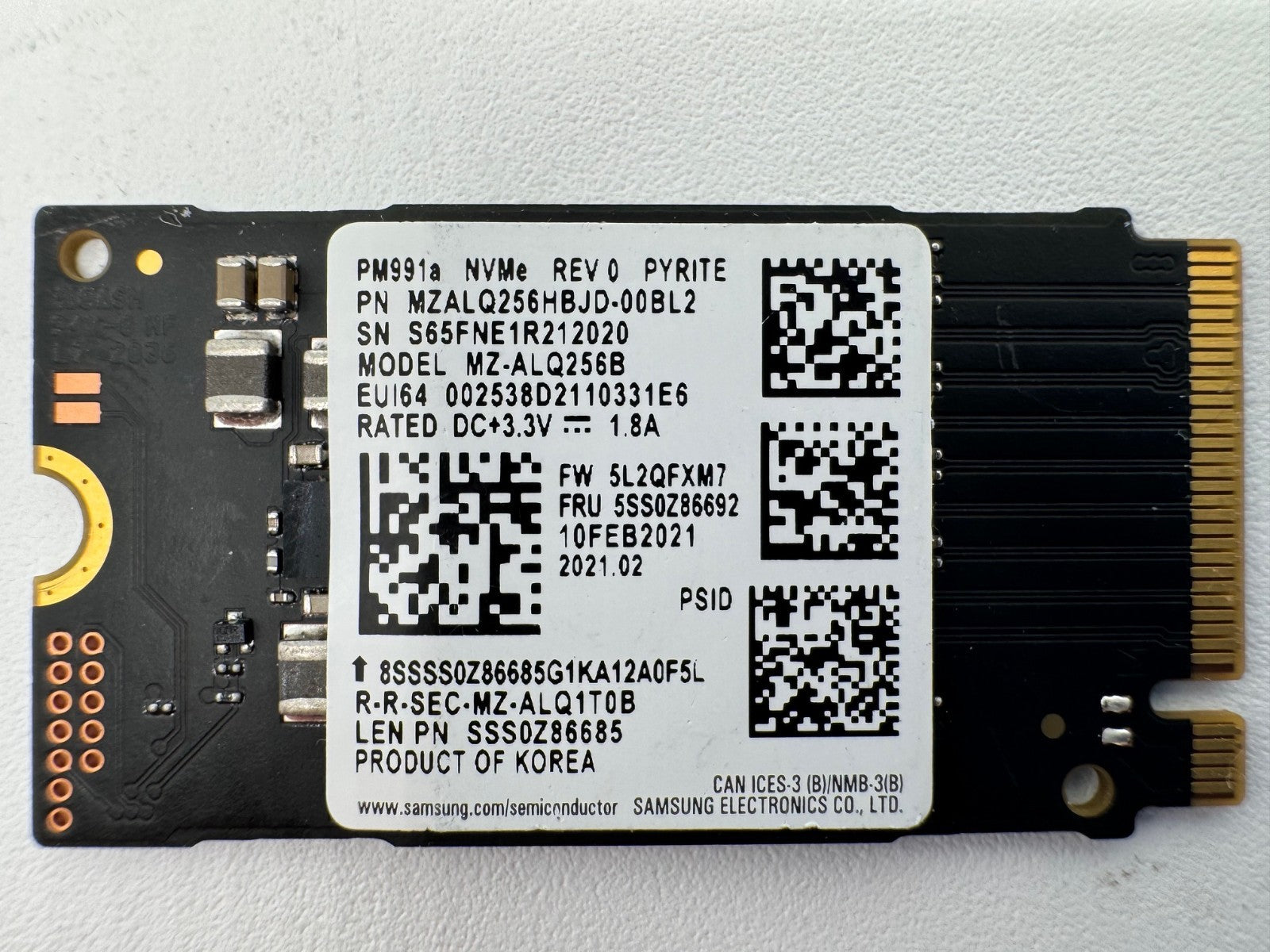 Samsung PM991a 256GB M.2 NVMe SSD PCIe 3.0 x4 2242 PC Laptop Notebook Festplatte