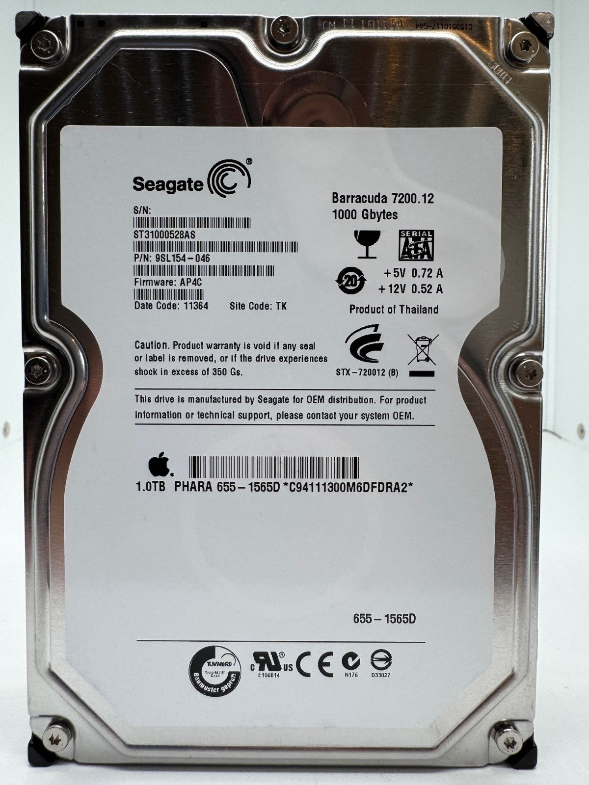 Seagate BarraCuda 7200.12 ST31000528AS Interne Festplatte 1TB 3,5" SATA Apple