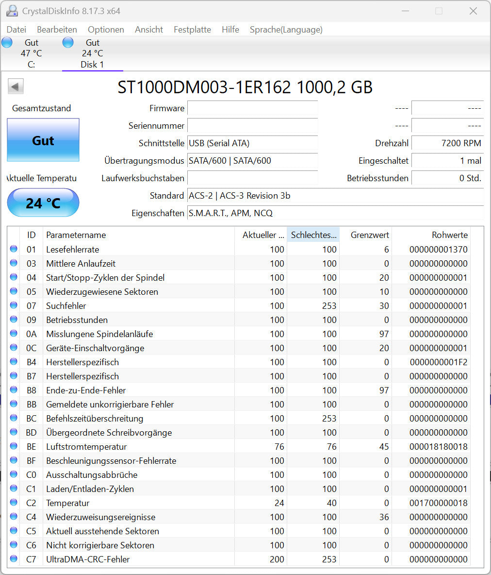 Seagate Desktop HDD ST1000DM003 Interne Festplatte 1TB 3,5" SATA HDD