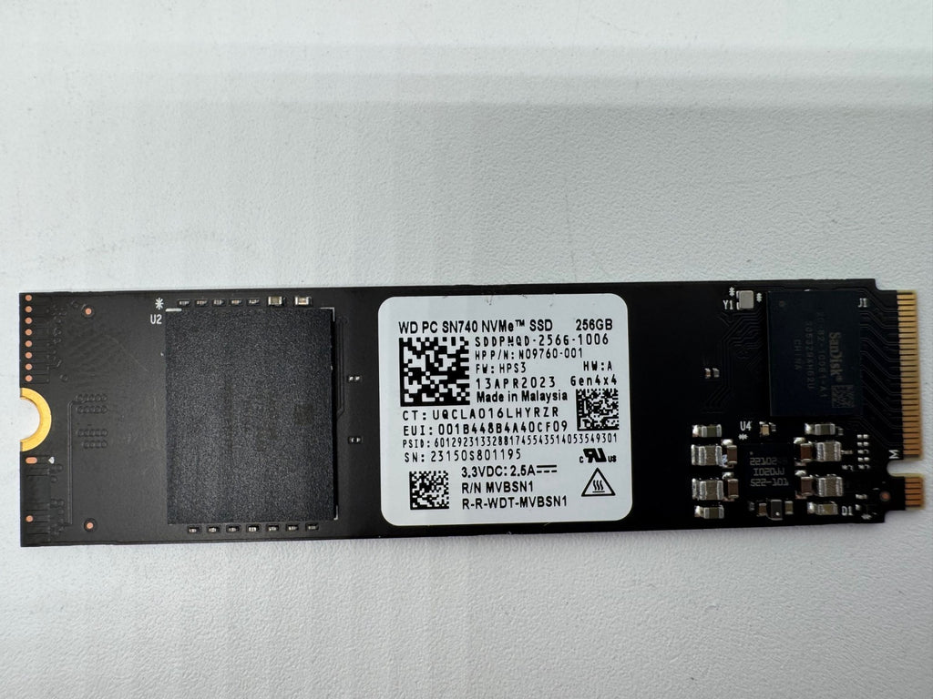 Western Digital WD SN740 256GB M.2 NVMe SSD PCIe 4.0 x4 2280 Notebook Festplatte